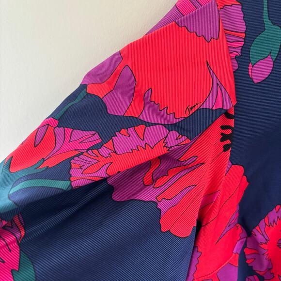 Trina Turk Blue Note Floral Dress Cocktail Size 14 - Picture 7 of 11